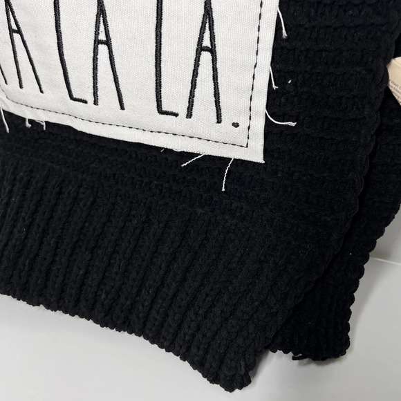 Rae Dunn Chenille Knit Throw Blanket Black - Picture 8 of 9